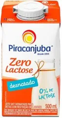 Leite Desnatado Zero Lactose Piracanjuba 500ml | R$ 1