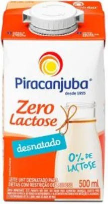 Leite Desnatado Zero Lactose Piracanjuba 500ml | R$ 1