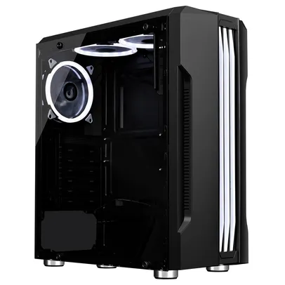 Gabinete Gamer Rise Mode Z1 Glass, RGB, Lateral em Vidro Fumê, Preto - RM-Z01-01-FB