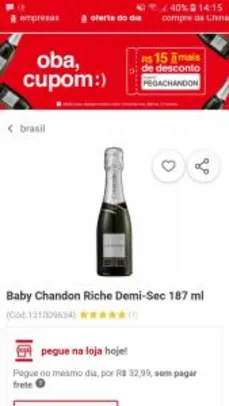 Baby Chandon Riche Demi-Sec 187 ml | R$18