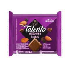 Tablete Choc Talento Leite Amend/Passas