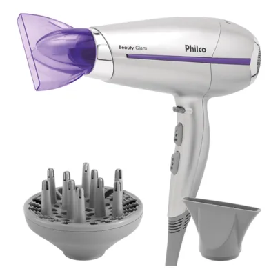 Secador de Cabelo Philco, 2 Velocidades, 3 Temperaturas, Emissão de íons, 2000W - Beauty Glam - 220V