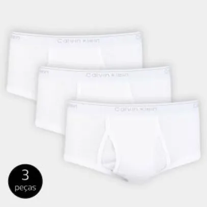 Kit de Cuecas Slip Calvin Klein Básica 3 Peças - Branco
