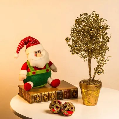 Árvore de Mesa Dourada com Cachepô, 43cm - Christmas Traditions