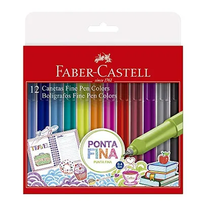 [PRIME] Caneta Ponta Fina, Faber-Castell, Fine Pen Colors, 12 Cores