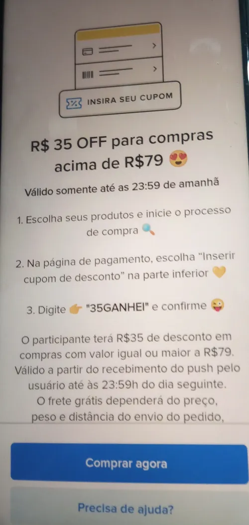 Imagem na descrição da promoção