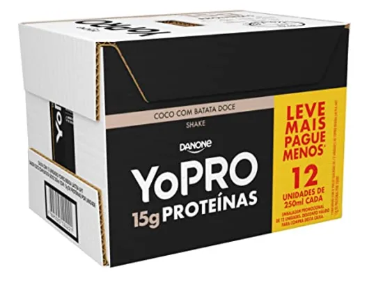 [REC] YoPRO, Pack Yopro Bebida Láctea Uht Coco com Batata Doce 15G de Proteínas 250 Ml -12 Unidades