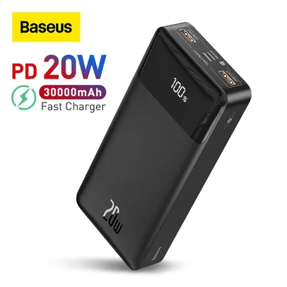 Baseus 30000mah Power Bank Pd 20w Fast Charging Portable Charger External Battery P