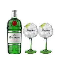 Combo Gin Tanqueray London Dry 750ml + 2 Taças Tanqueray Importadas