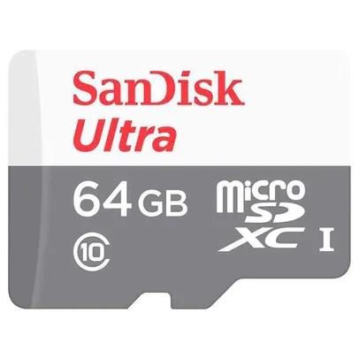 Cartão de Memória SanDisk Ultra UHS-I Classe 10 64GB c/ Adaptador - SDSQUNR-064G-GN3MA