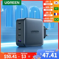 Carregador Ugreen 100w com 3 saídas USBs-C e 1 saída USB-A