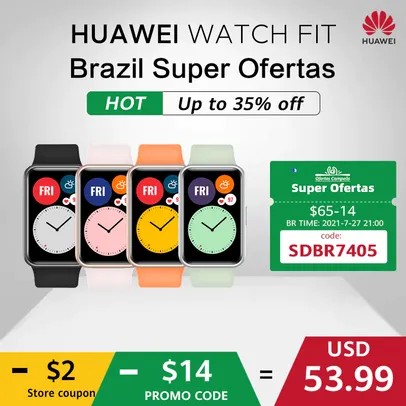 Smartwatch HUAWEI Watch Fit | R$342