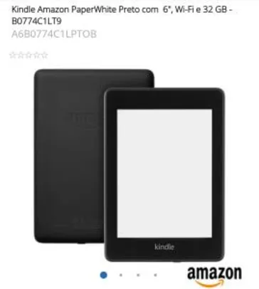 Kindle Amazon PaperWhite Preto com 6", Wi-Fi e 32 GB - R$ 473