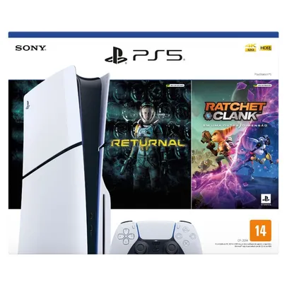 Console Sony PlayStation 5 Slim, Branco + 2 Jogos - 1000038899