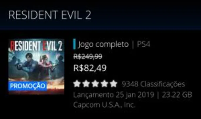 Resident Evil 2 - R$82