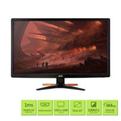 Monitor Gamer Acer GN246HL 24" Full HD 144Hz 1ms DVI VGA HDMI - R$1028