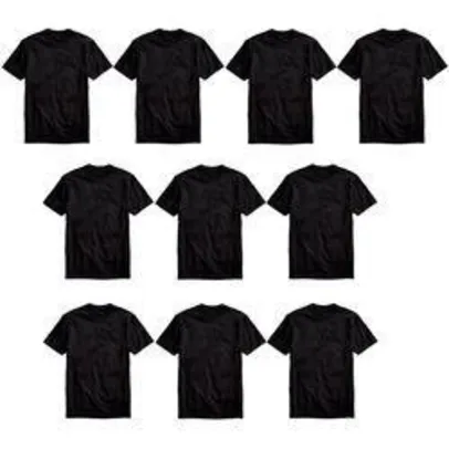 Kit 10 Camisetas Básicas Masculina T-shirt 100% Algodão Preta Tee | R$130