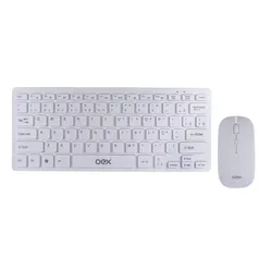 [Com AME R$ 76,49] Kit Teclado e Mouse Sem Fio Ultra Slim, Branco, OEX [APP]