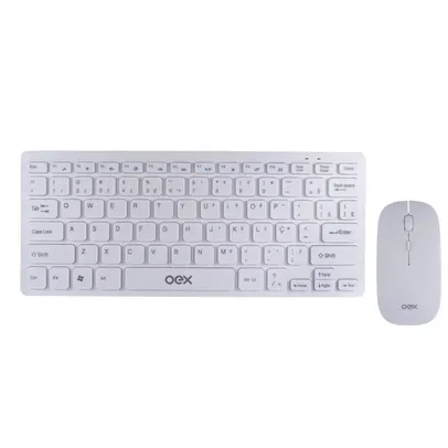 [Com AME R$ 76,49] Kit Teclado e Mouse Sem Fio Ultra Slim, Branco, OEX [APP]