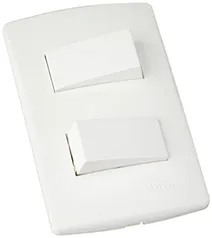 [Leve +Por- R$3.3] Conjunto 2 Interruptores Simples 2P+T com Placa 4X2, Alumbra, Bianco Pro 85126