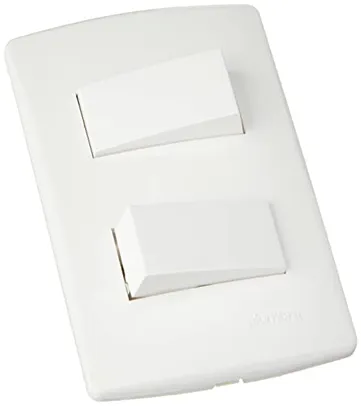 [Leve +Por- R$3.3] Conjunto 2 Interruptores Simples 2P+T com Placa 4X2, Alumbra, Bianco Pro 85126