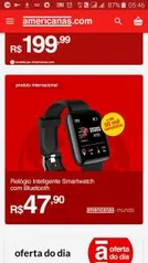 Relógio Inteligente Smartwatch com Bluetooth Cores Preto, Azul, Vermelho e Roxo