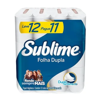 Papel Higiênico Sublime Folha Dupla Leve 12 Pague 11 rolos