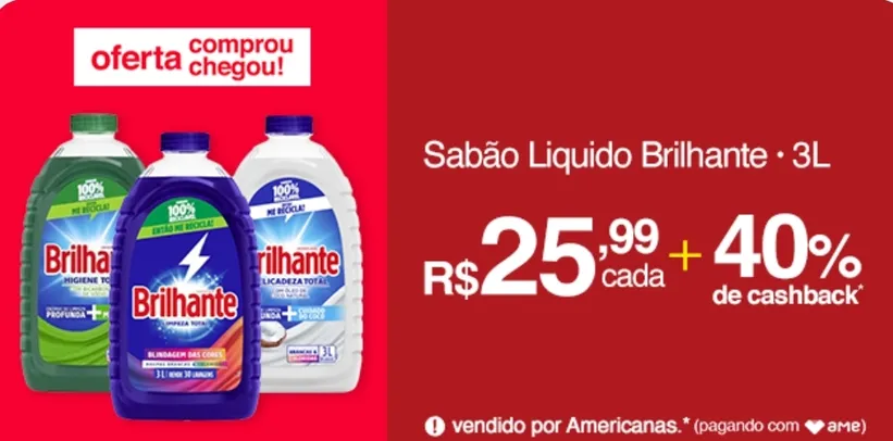 [ Ame R$12,59 ] Sabão líquido brilhante 3L