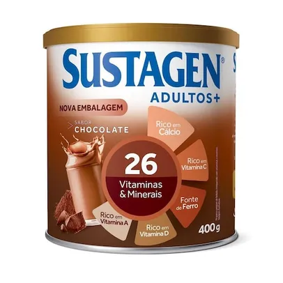 Complemento Alimentar Sustagen Adultos+ Sabor Chocolate Lata 400g - Kit com 4 Unidades