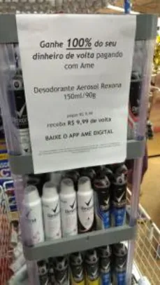 [100% AME Loja Física Americanas] Desodorante Aerosol Rexona 150ml/90g