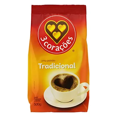 Café, Torrado e Moído, Tradicional, Pacote, 500g, 3 Corações