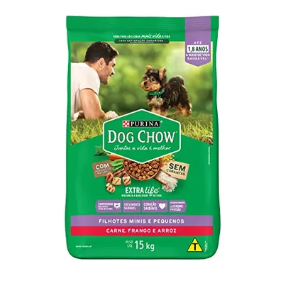 [REC] Ração Dog Chow Para Cães Filhotes De Raças Pequenas Sabor Frango E Arroz - 15Kg Purina Para Todas Pequeno Filhotes - Sabor Frango