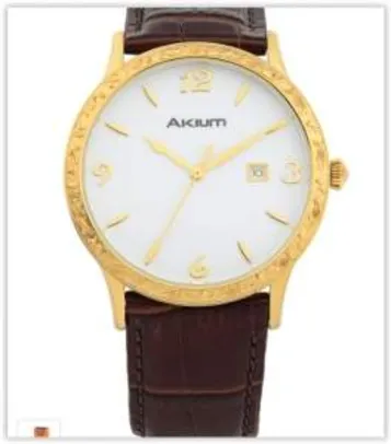 [Vivara] Relógio Akium Masculino Couro Marrom - 1W98G-03-GOLD por R$ 125