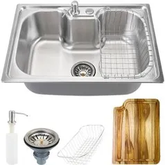 Cuba Para Cozinha Pia Inox Com Acessórios Inox Carajás E Tábua De Corte Pingoo.casa | R$ 500