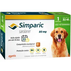 Simparic para Cães de 20,1 a 40 Kg (80 mg) - Antipulgas