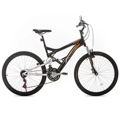 Bicicleta Aro 26 Houston Stinger com 21 Marchas e Suspensão Dianteira - Preto/Laranja