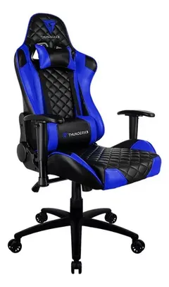 Cadeira Gamer De Escritório Ergonômica ThunderX3 Tgc12 Preto E Azul Revestimento Sintético