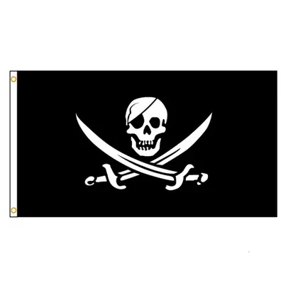 [Com imposto] Bandeira Pirata, Jolly Roger, Caveira, 90x150cm