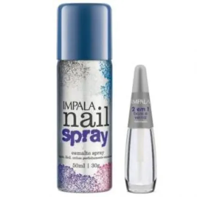 Kit Impala Nail Spray Esmalte Azul 50ml + Base 2em1- Inovador Esmalte Spray - R$ 2,61