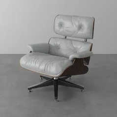 Poltrona Eames III de Couro Natural Branca e Imbuia | R$1800