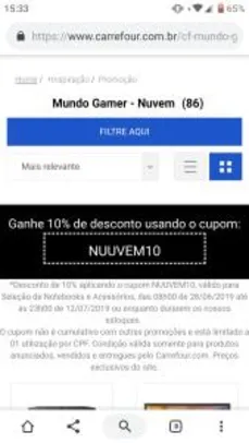 10% de desconto nos produtos Gamer selecionados no Carrefur