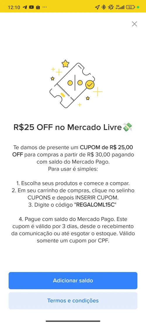 Imagem na descrição da promoção