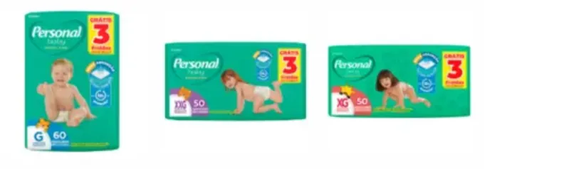 Fralda Descartável Personal Baby G(60) XG(50) XXG(50)