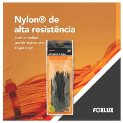 Abraçadeira Foxlux Nylon 140 x 2,5mm Embalagem Ziploc Preta | R$6