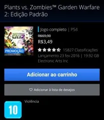 [PS4] Plants vs. Zombies™ Garden Warfare 2: Edição Padrão | R$3