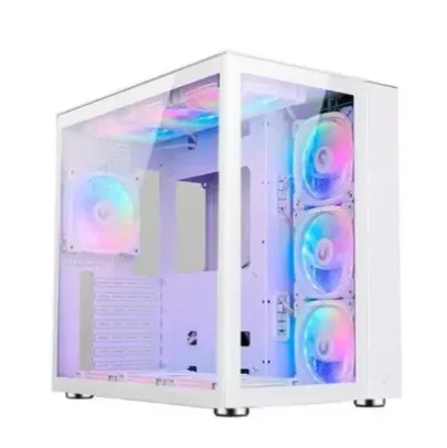 Gabinete Gamer Rise Mode Galaxy Glass Standard, Mid Tower, ARGB, ATX, Lateral e Frontal em Vidro, 10x Cooler Fan, Branco - RM-GA-GGSW-ARGB