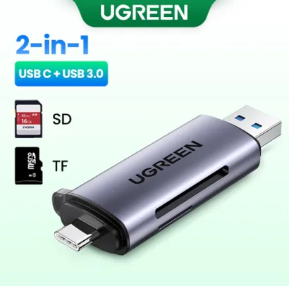 Leitor De Cartões UGREEN USB 3.0 & Type C