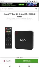 Smart TV Box JLY Android 7.1 MX9 4K Preto | R$95