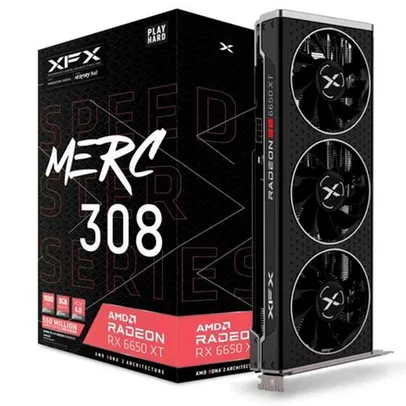 Placa de Vídeo XFX Speedster MERC308 AMD Radeon RX 6650XT Black Gaming, 8GB GDDR6, Ray Tracing, RDNA2 - RX-665X8TBDY MERC308 BLACK