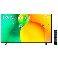 Smart TV 75 LG 4K NanoCell 75NANO75 HDMI 2.0, Nvidia GEFORCE NOW, ThinQAI, Smart Magic, Google, Alexa